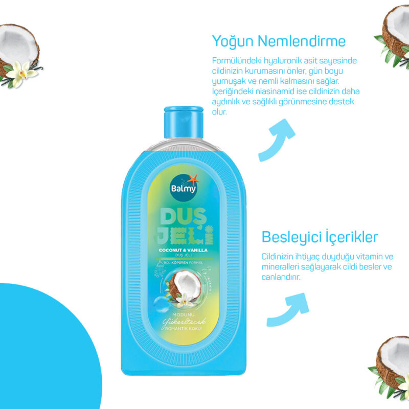 Balmy Besleyici ve Nemlendirici  Hindistan Cevizi & Vanilya Aromalı Duş Jeli 450 ml - Görsel 4