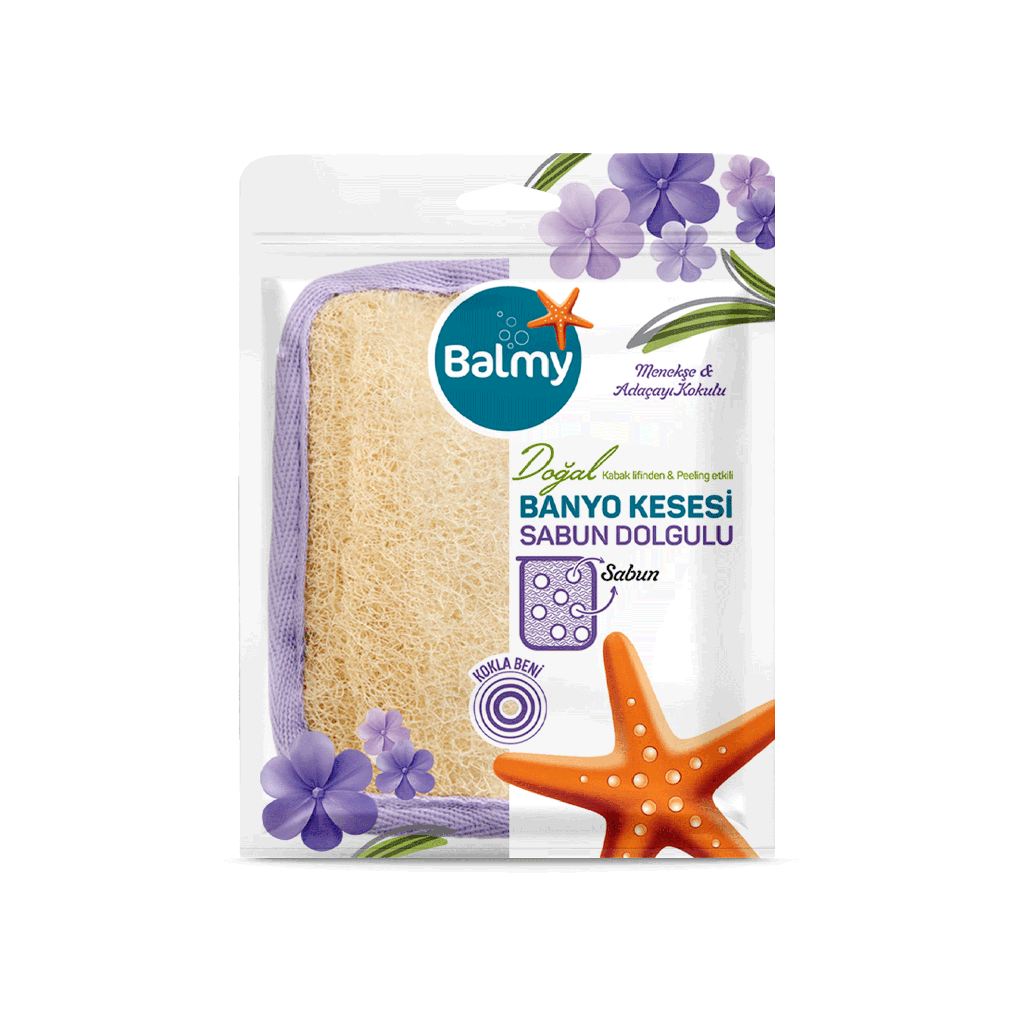 Doğal Sabunlu Banyo Kesesi – Menekşe & Adaçayı